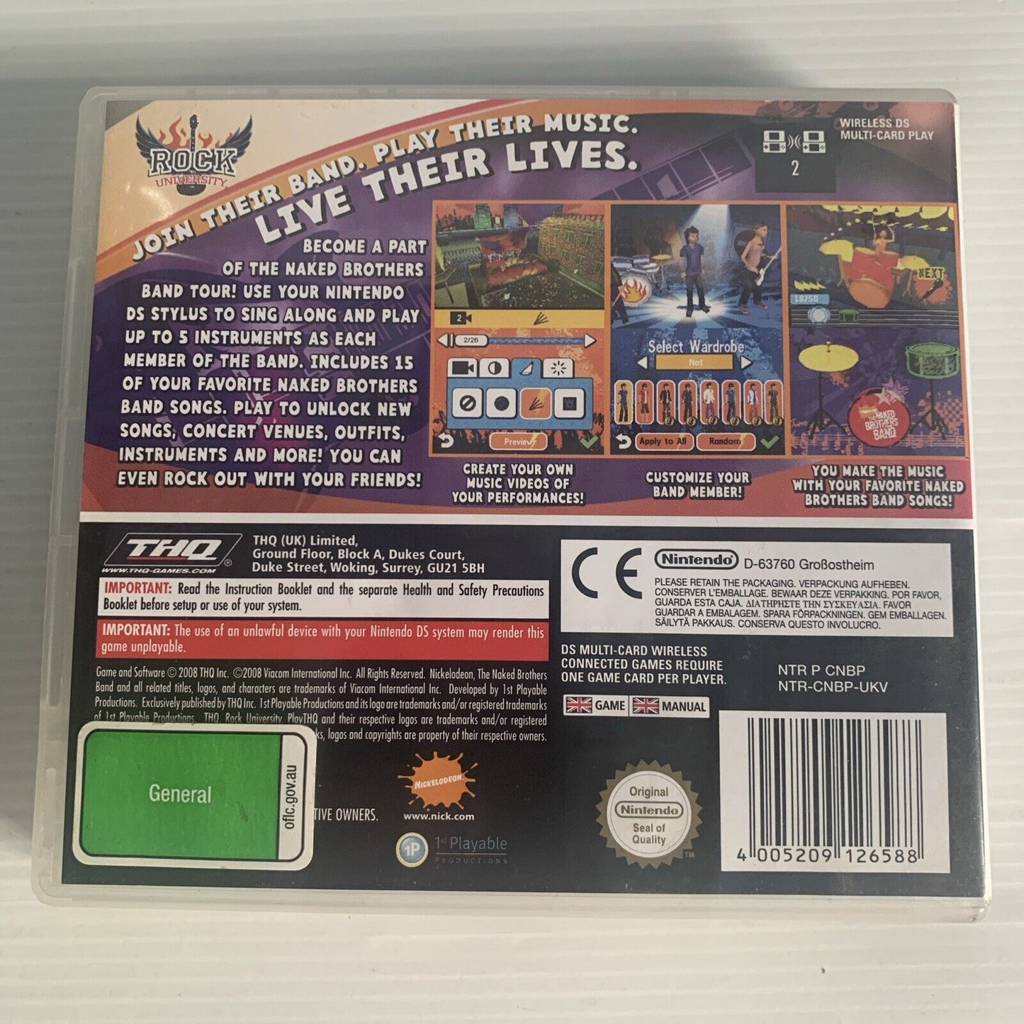 The Naked Brothers Band The Video Game Nintendo DS