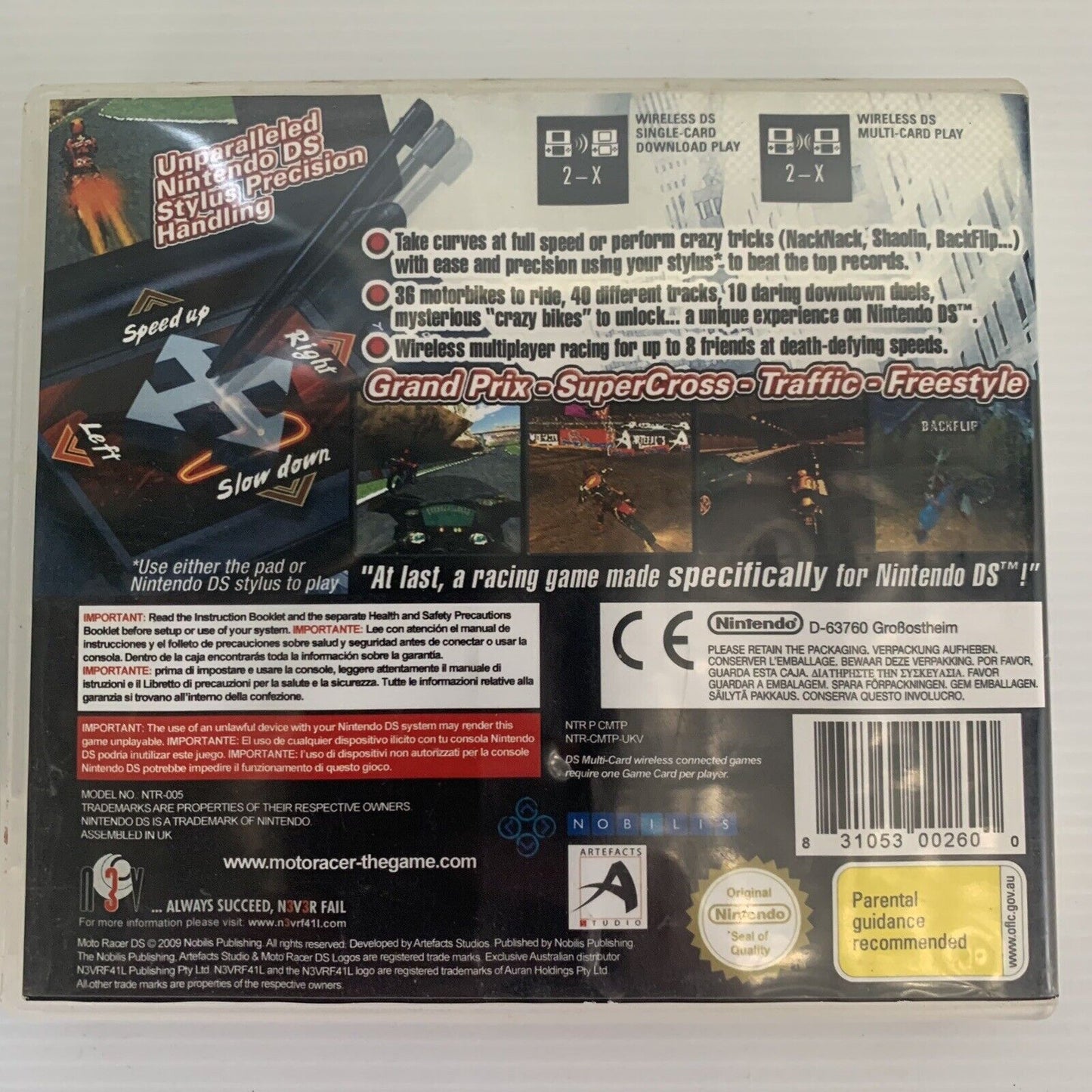 Moto Racer DS Moto GP - Traffic - Super Cross - Freestyle Game Nintendo DS