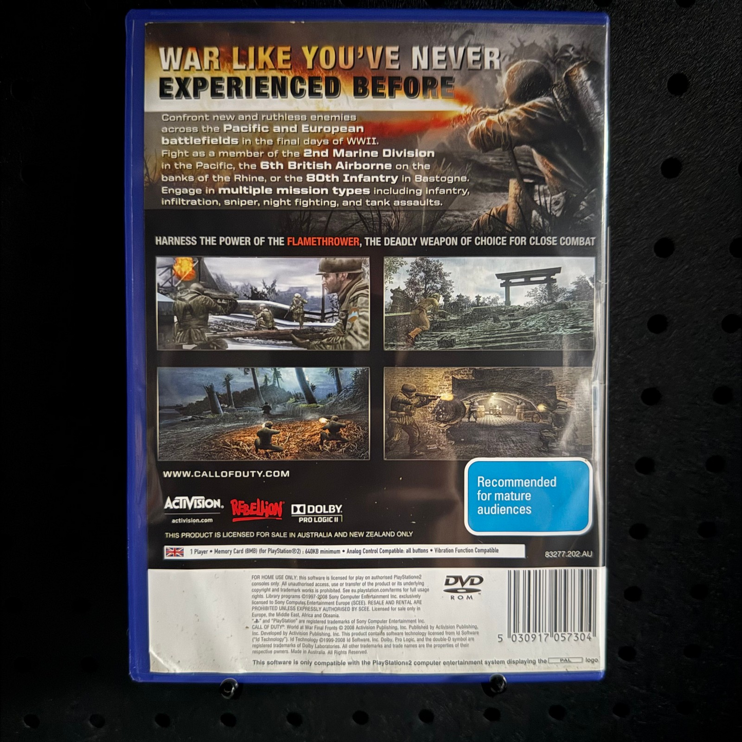 Call of Duty World At War Final Fronts PlayStation 2 PS2 Game