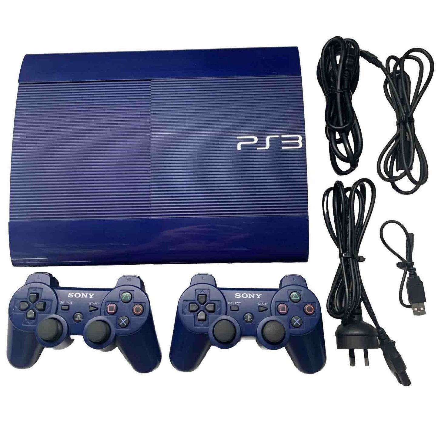 PlayStation Console PS3 500 GB Azurite Blue Super Slim + Controllers x2