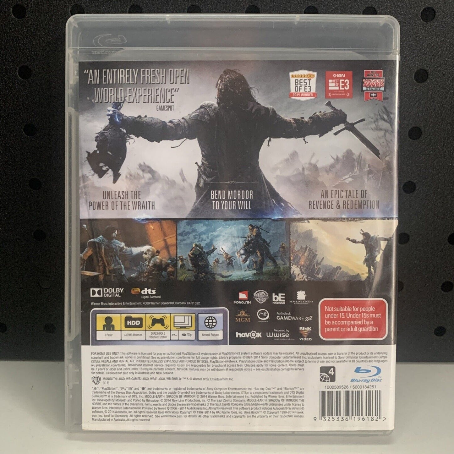 Middle Earth: Shadow of Mordor PlayStation 3 PS3 Game