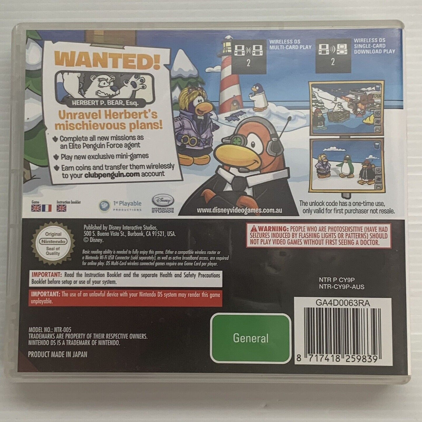 Disney Club Penguin Herbert's Revenge Nintendo DS Game