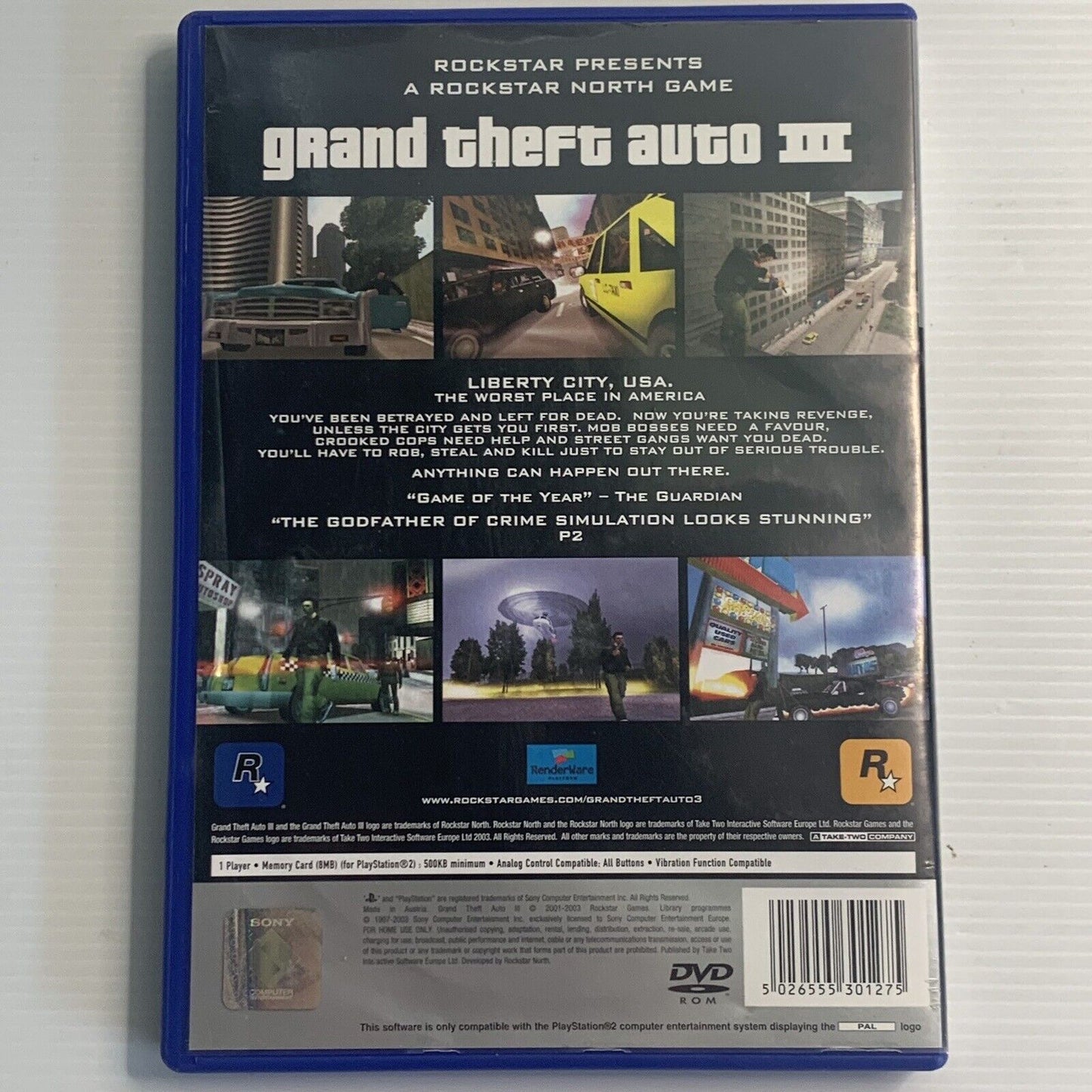 GTA 3 Grand Theft Auto III PlayStation 2 PS2 Platinum Game