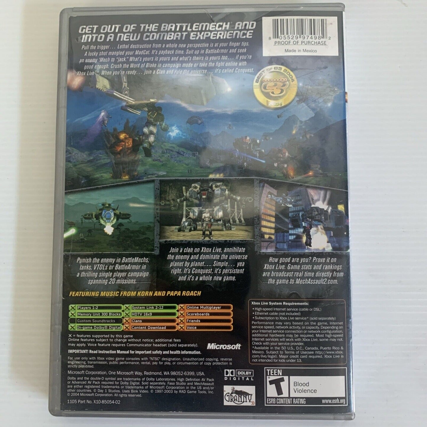 MechAssault 2 Lone Wolf Xbox Original Game