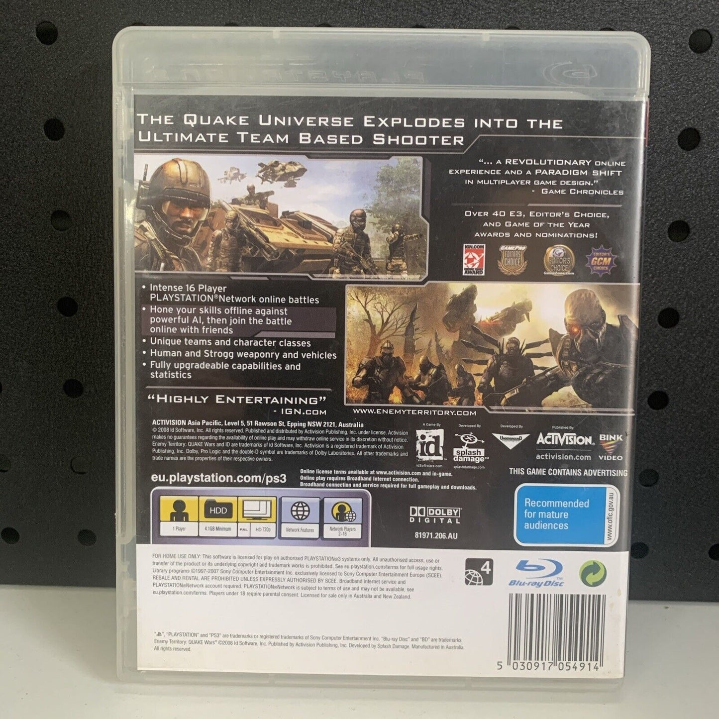 ENEMY TERRITORY: QUAKE WARS PlayStation 3 PS3 Game