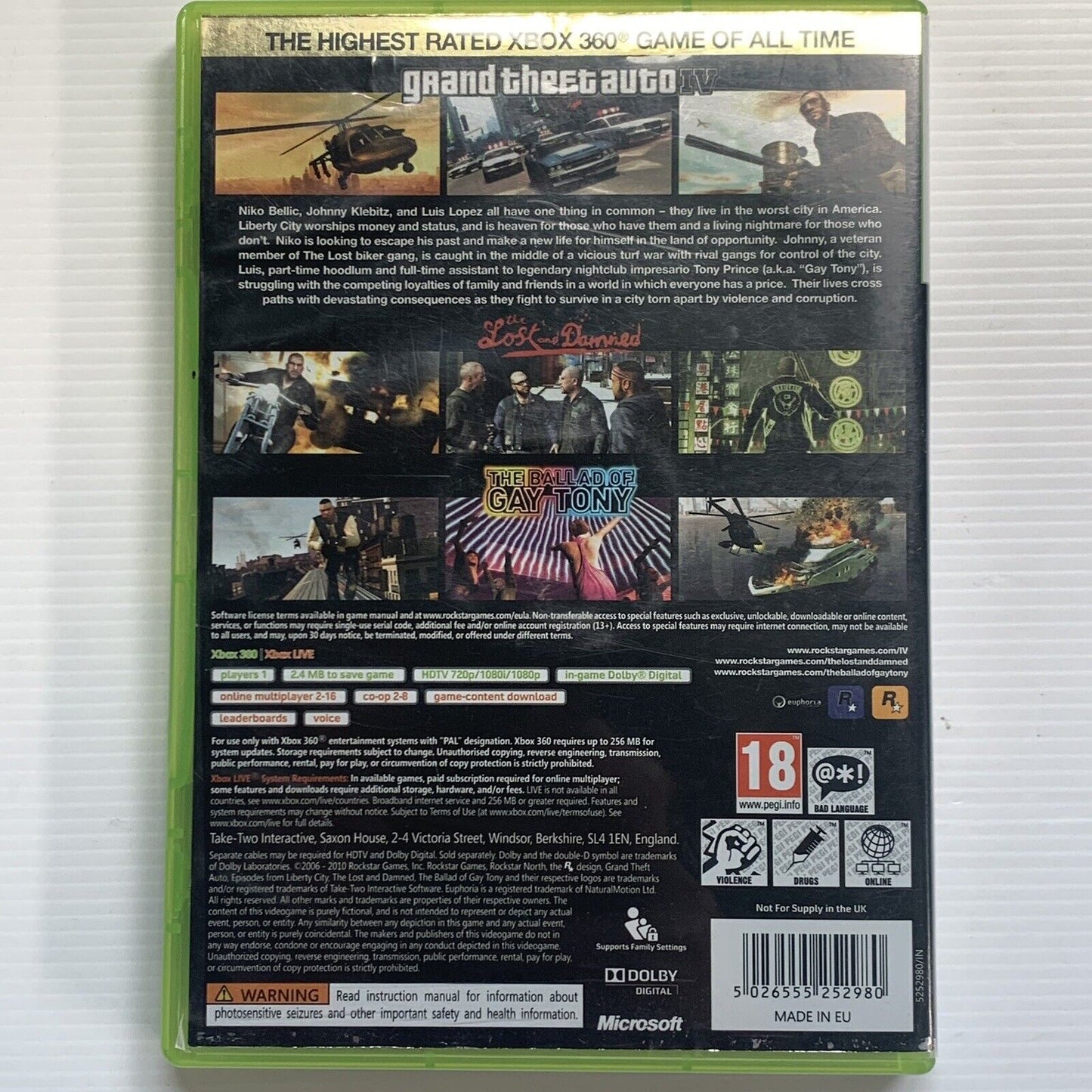 Grand Theft Auto IV 4 & Episodes From Liberty City Xbox 360 Game