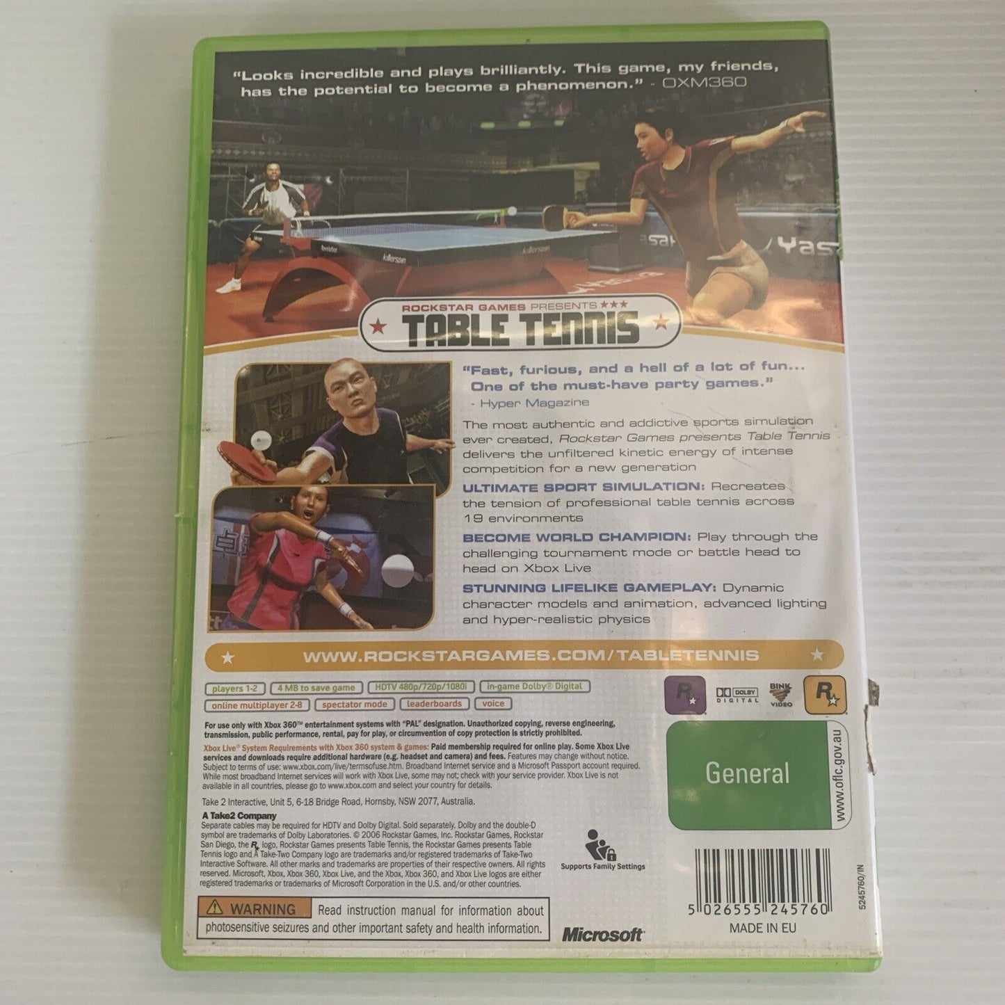 Rockstar Games Presents Table Tennis Xbox 360 Game