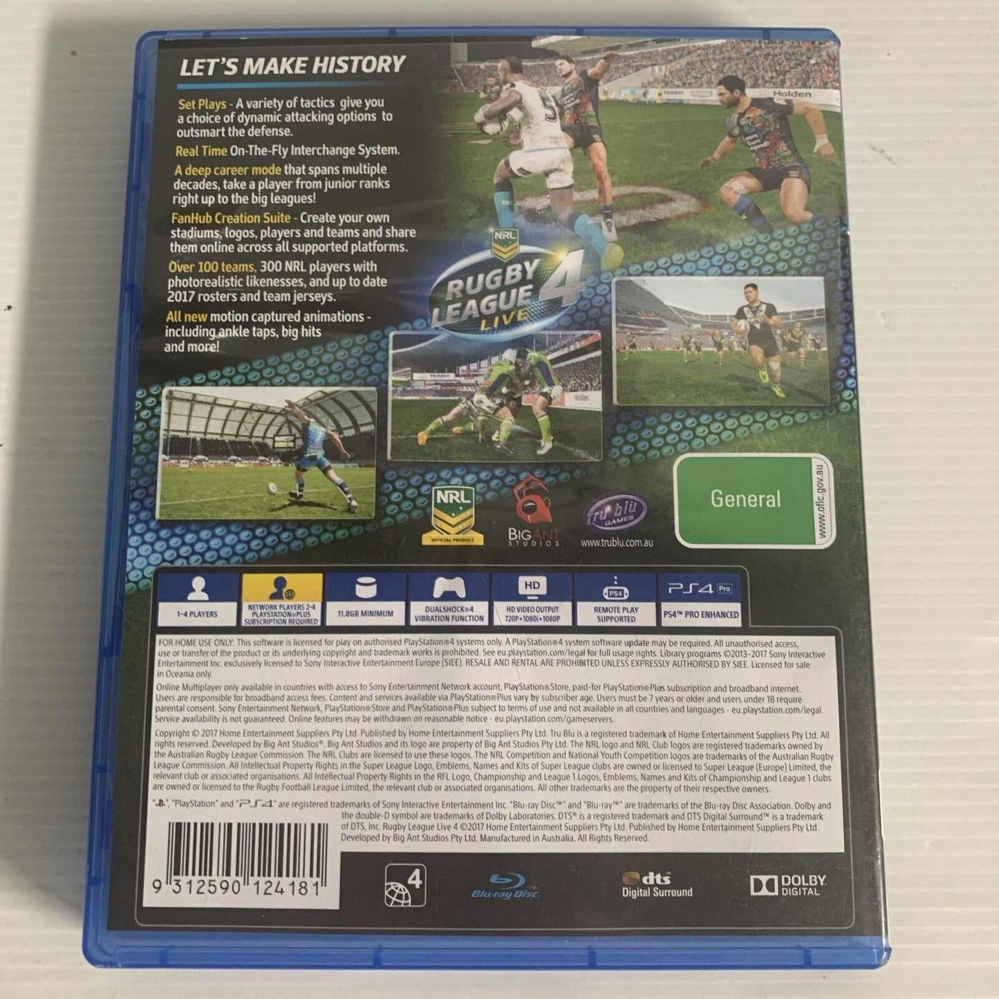 Rugby League Live 4 NRL PlayStation 4 PS4 Game
