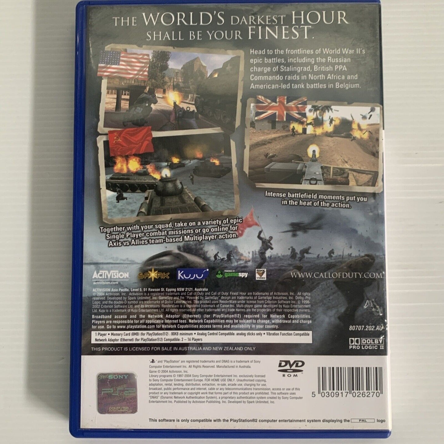 Call of Duty Finest Hour PlayStation 2 PS2 Game