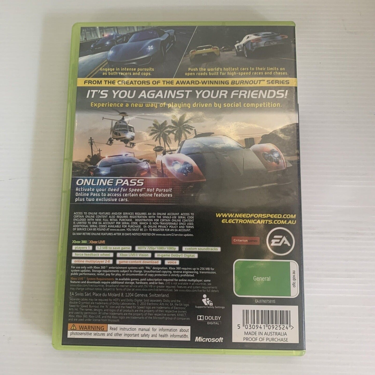 Need for Speed Hot Pursuit Xbox 360 Game