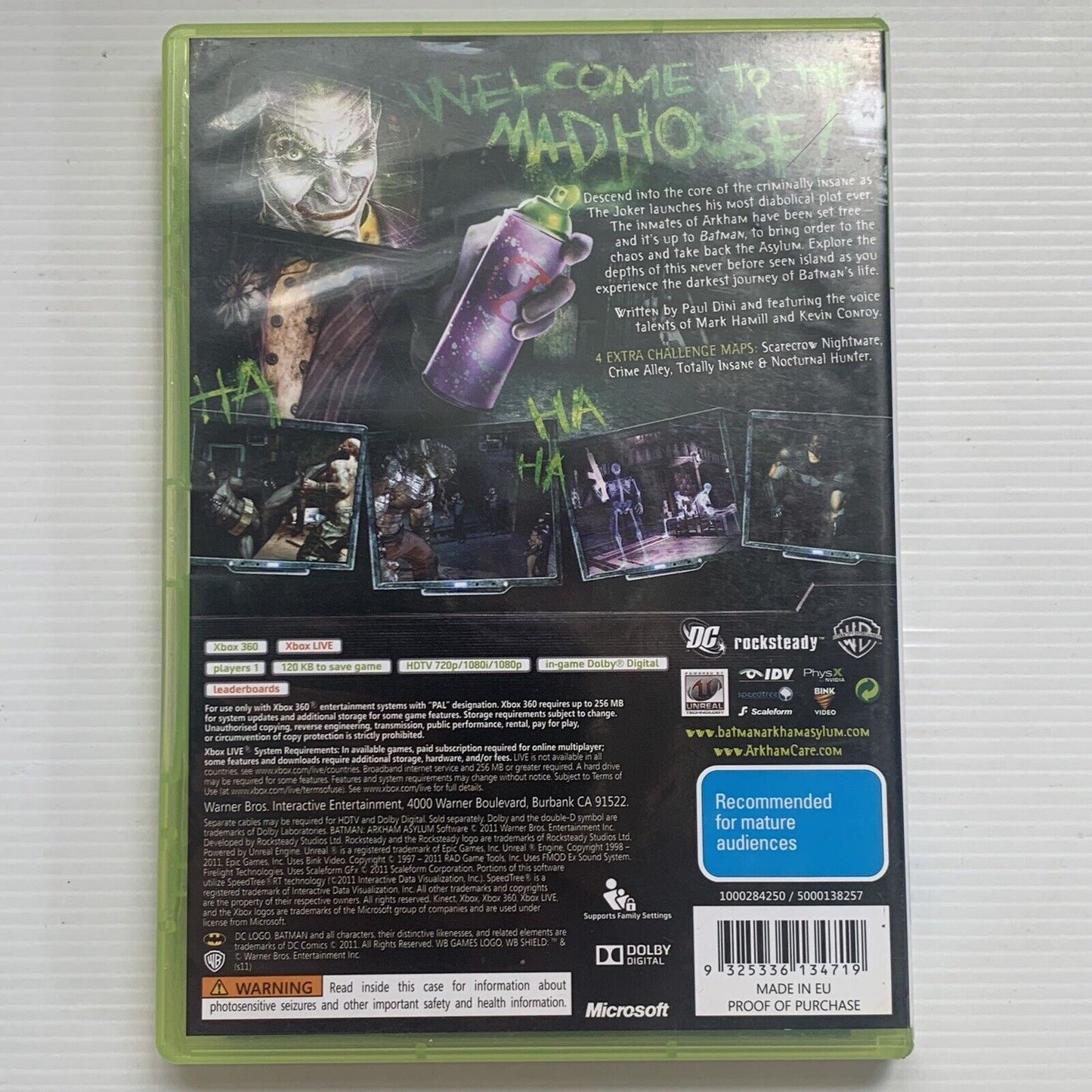 Batman Arkham Asylum Game Of The Year Edition Xbox 360 Game