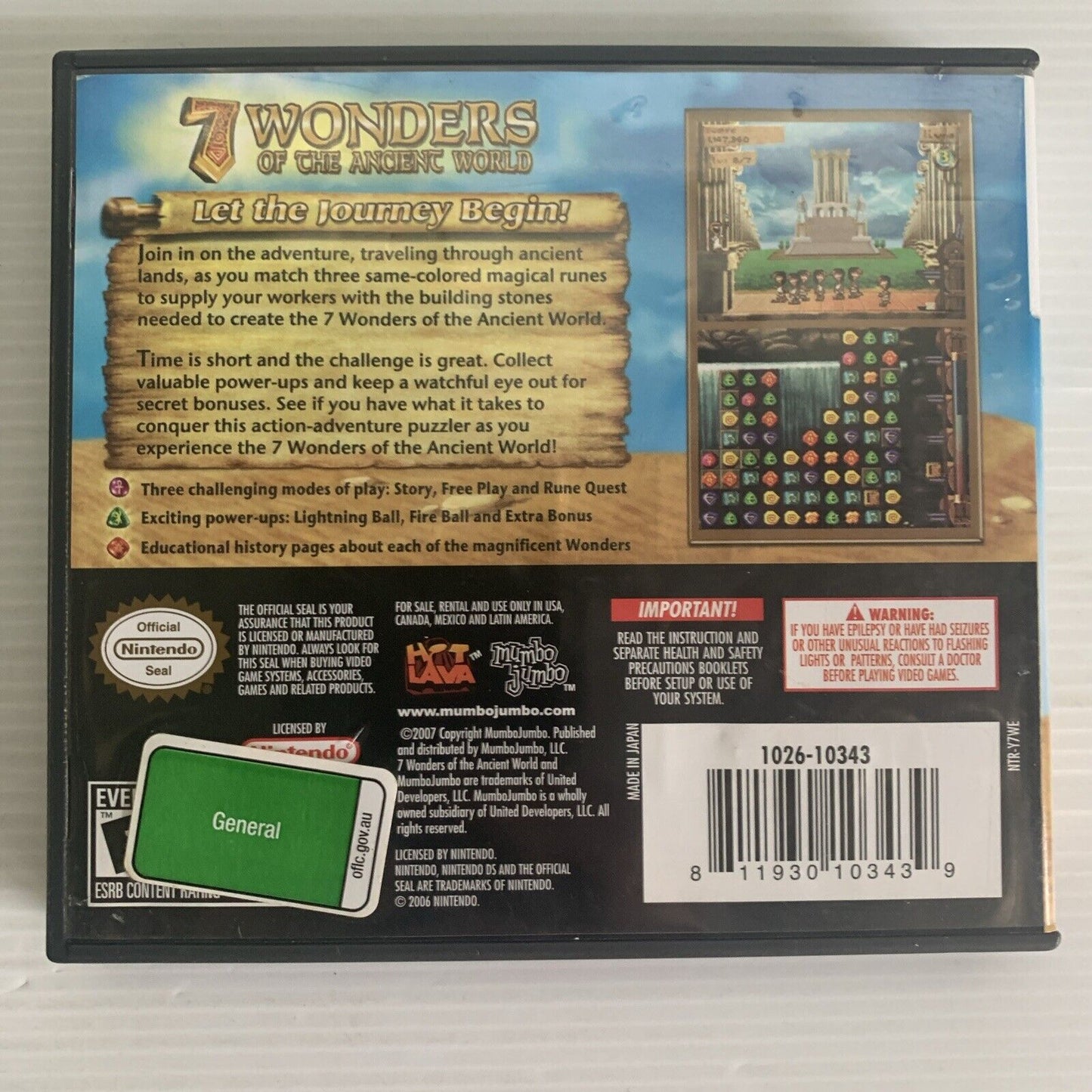 7 Wonders Of The Ancient World Nintendo DS Game